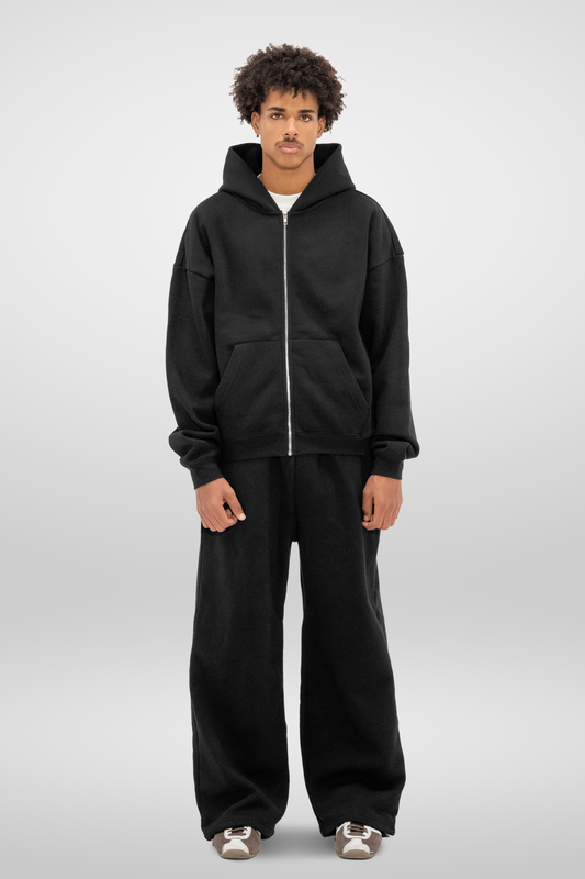 350 GSM 'Black' Zip-Up Hoodie