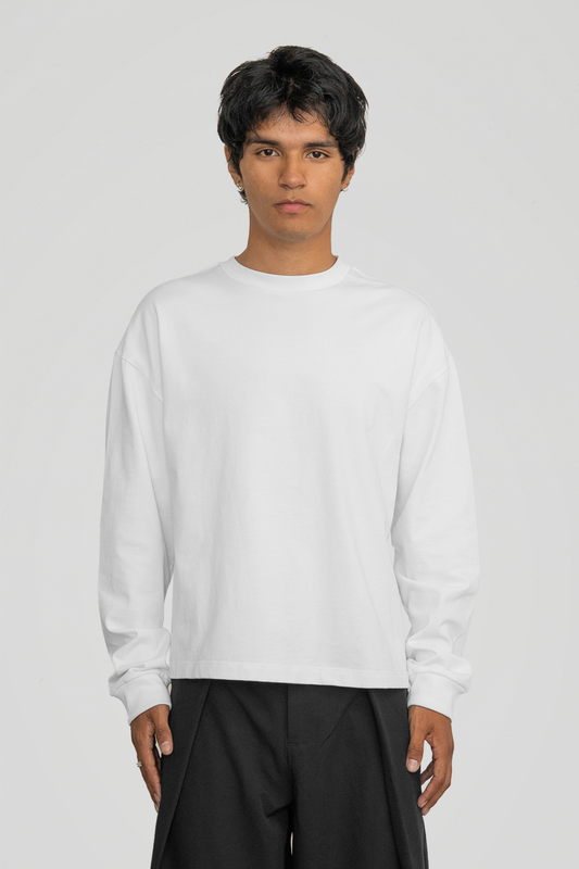 300 GSM 'White' Long Sleeve Tee