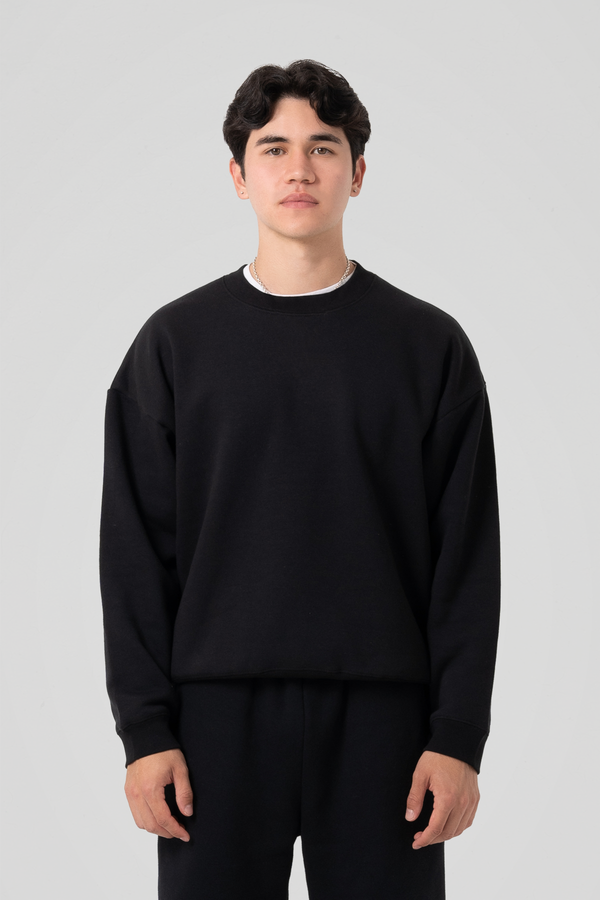 350 GSM 'Black' Fleece Crewneck