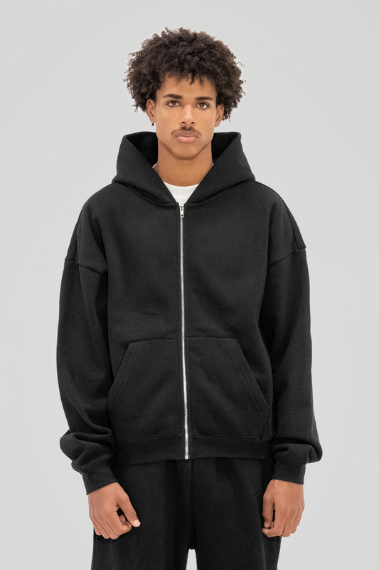 350 GSM 'Black' Zip-Up Hoodie