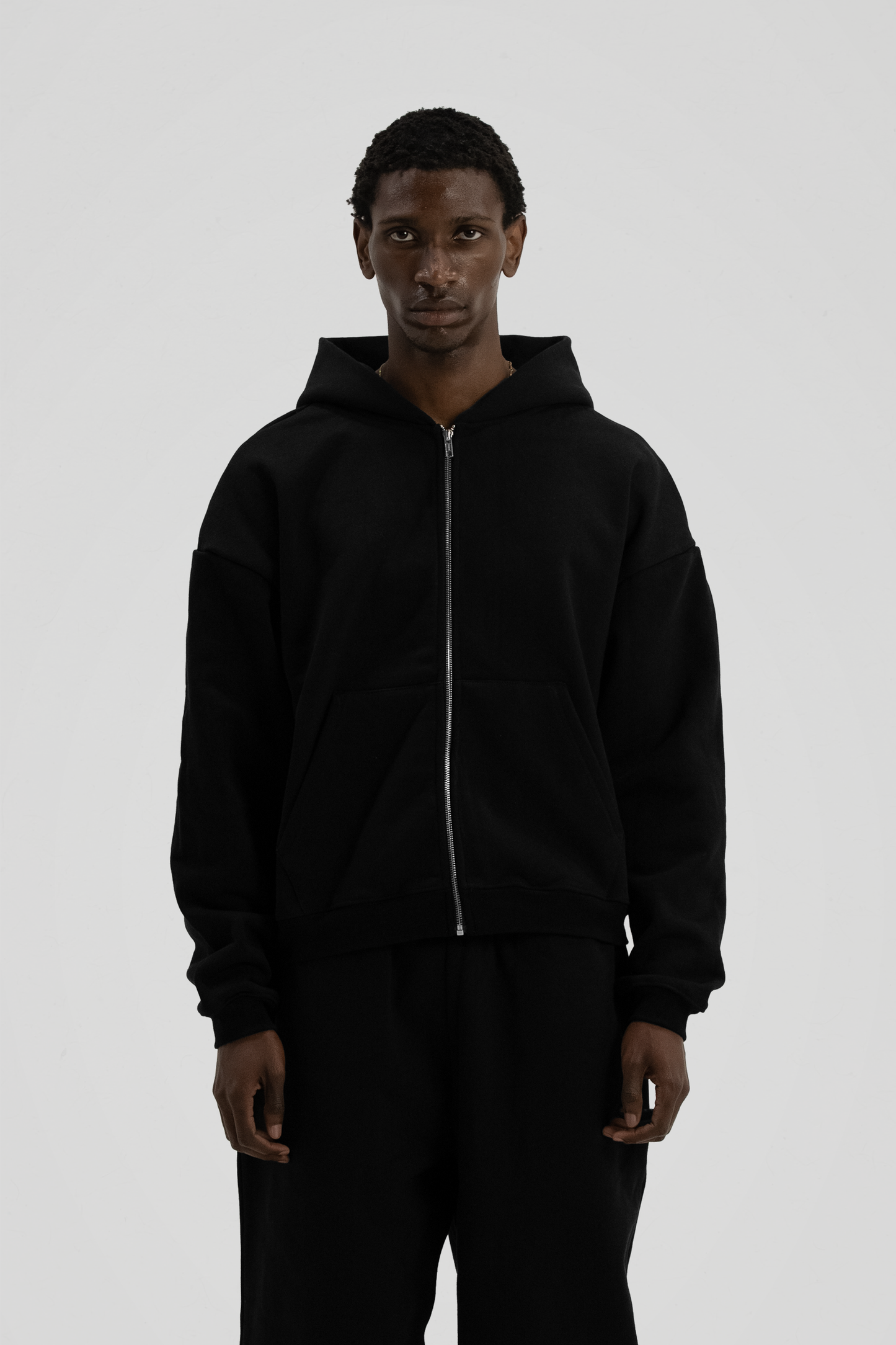 600 GSM 'Black' Zip-Up Hoodie