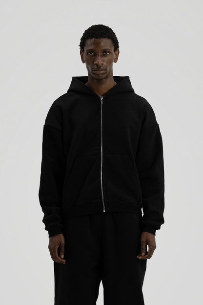 600 GSM 'Black' Zip-Up Hoodie