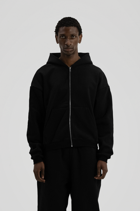 600 GSM 'Black' Zip-Up Hoodie