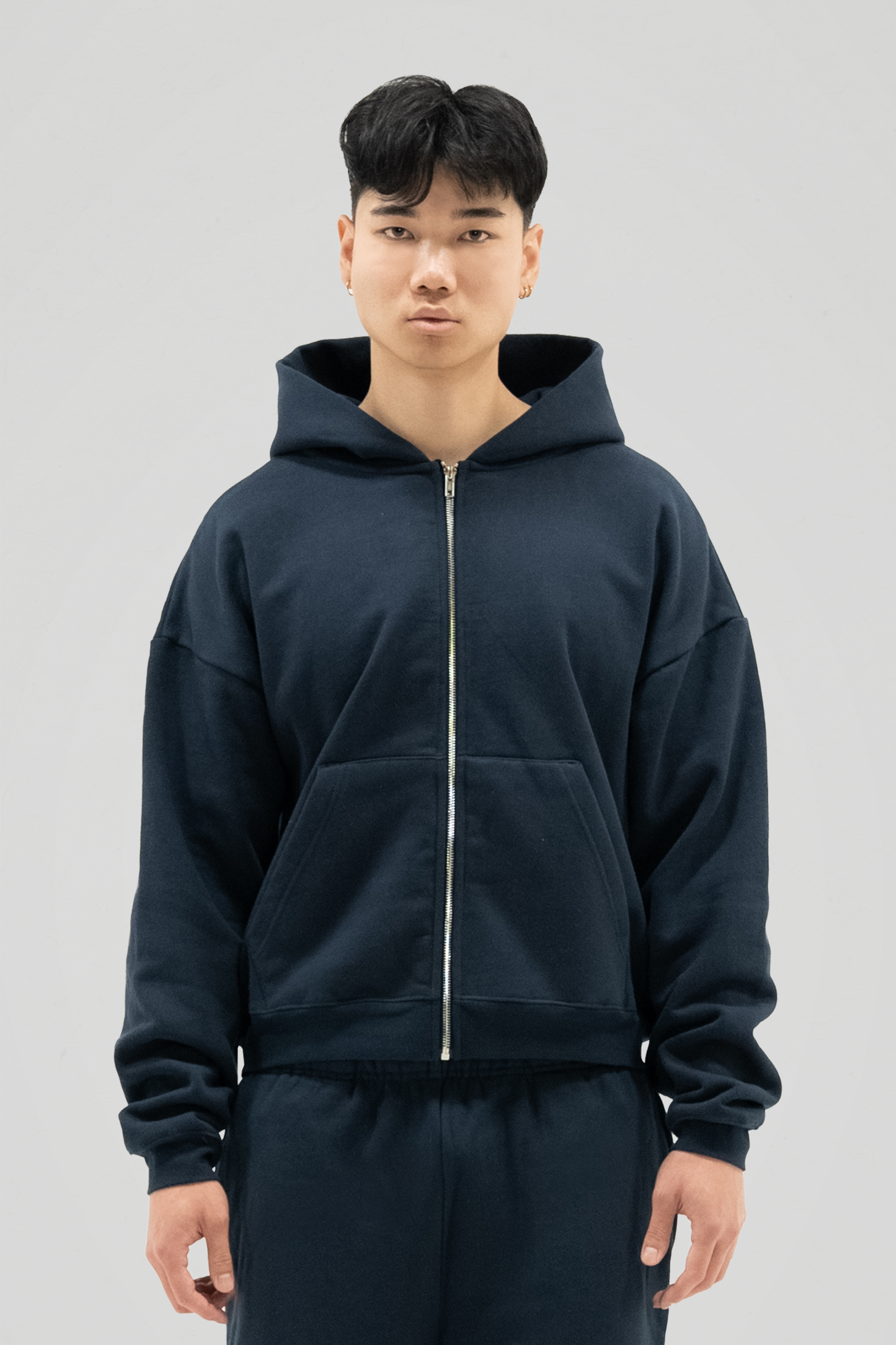 600 GSM 'Dark Navy' Zip-Up Hoodie