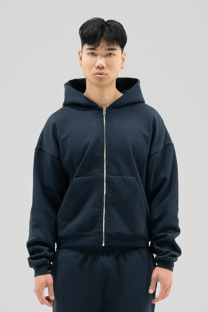 600 GSM 'Dark Navy' Zip-Up Hoodie