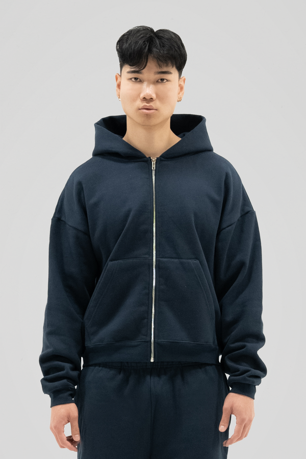 600 GSM 'Dark Navy' Zip-Up Hoodie