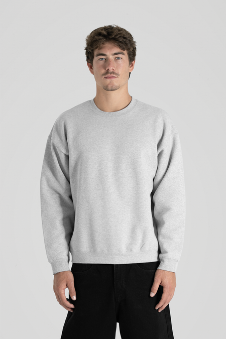 600 GSM 'Heather Grey' Fleece Crewneck