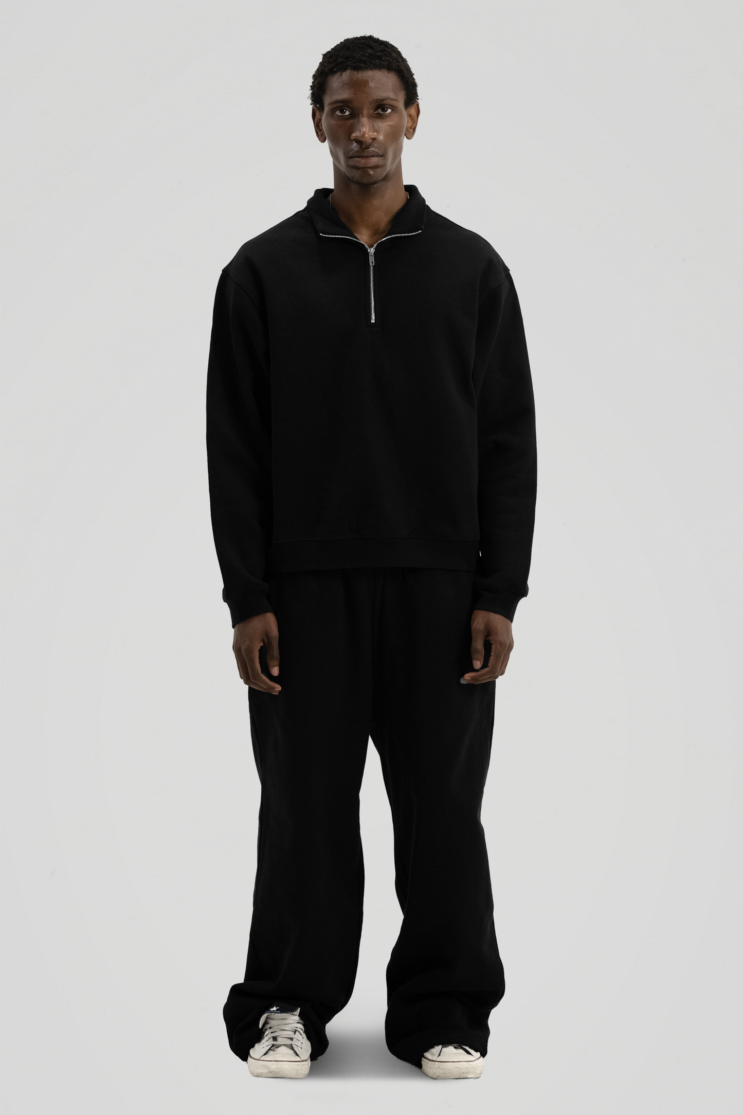 600 GSM 'Black' Quarter Zip Sweatshirt