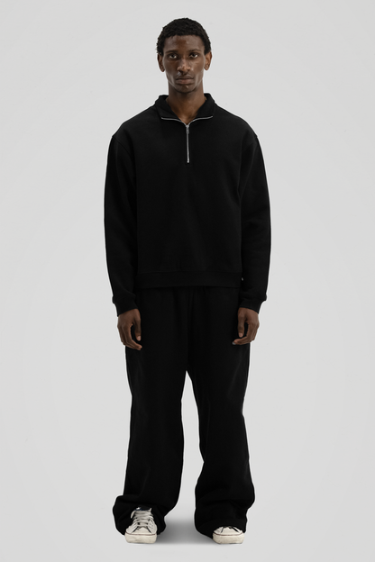 600 GSM 'Black' Quarter Zip Sweatshirt