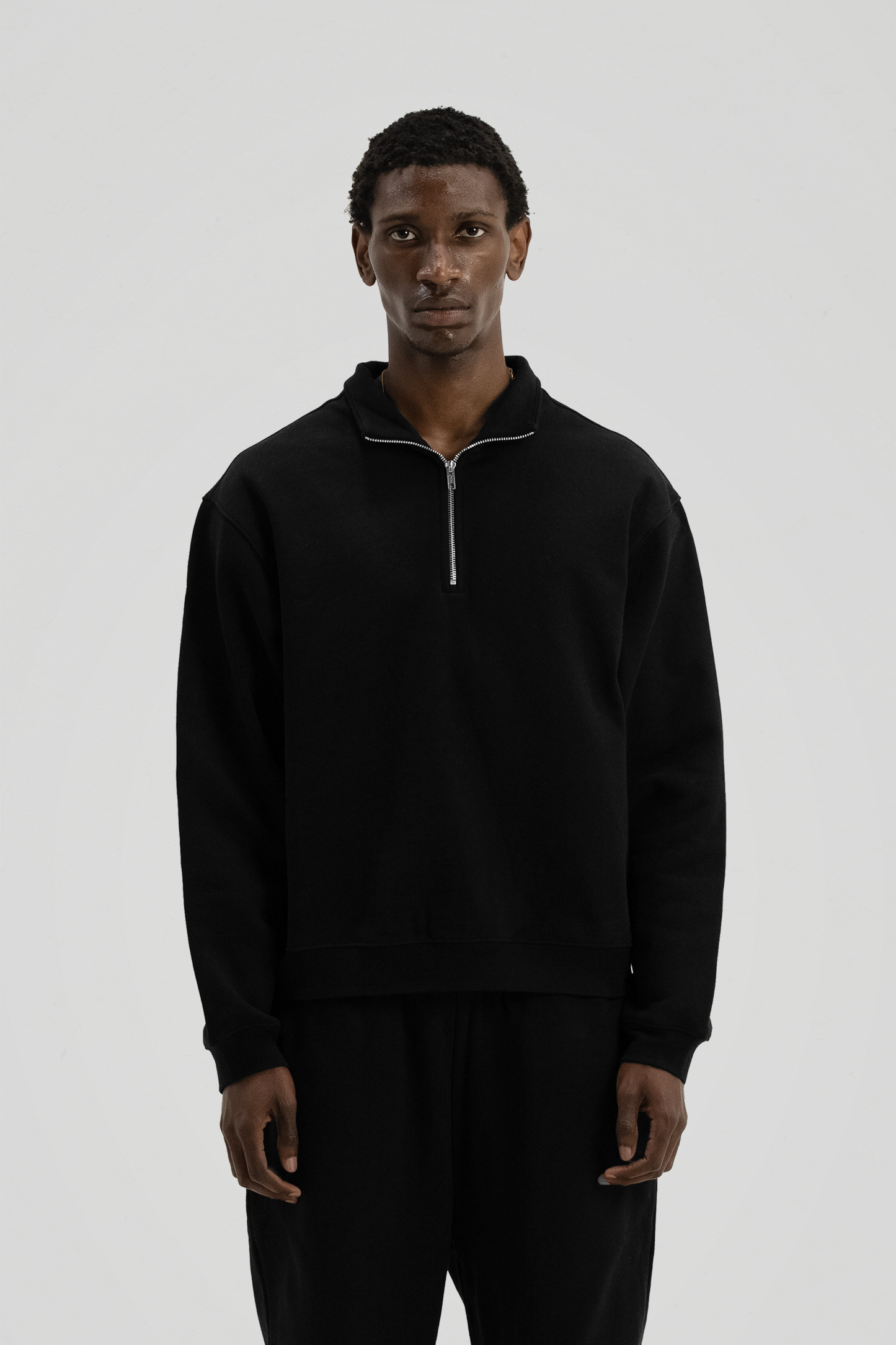 600 GSM 'Black' Quarter Zip Sweatshirt