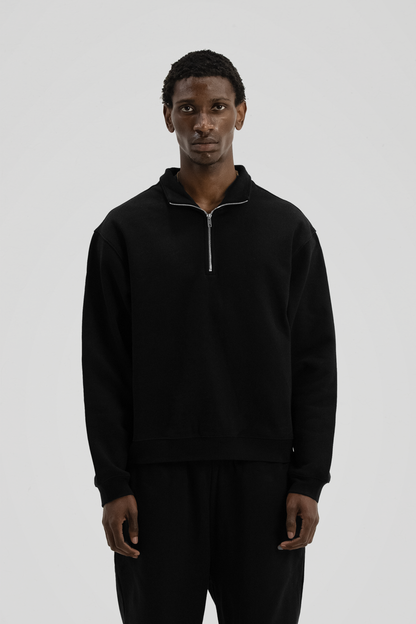 600 GSM 'Black' Quarter Zip Sweatshirt
