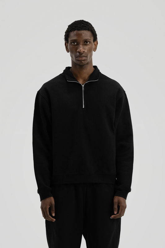 600 GSM 'Black' Quarter Zip Sweatshirt