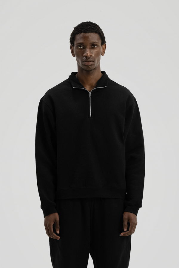 600 GSM 'Black' Quarter Zip Sweatshirt