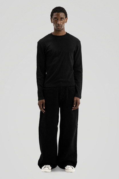 'Tandem' Black Ribbed Long sleeve