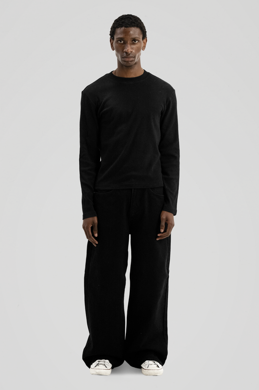 'Tandem' Black Ribbed Long sleeve