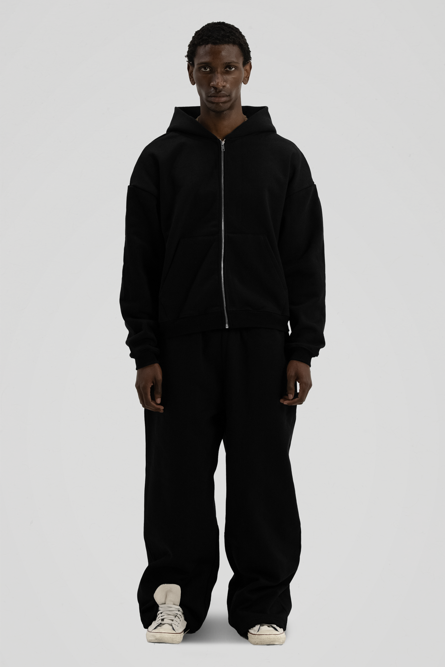600 GSM 'Black' Zip-Up Hoodie