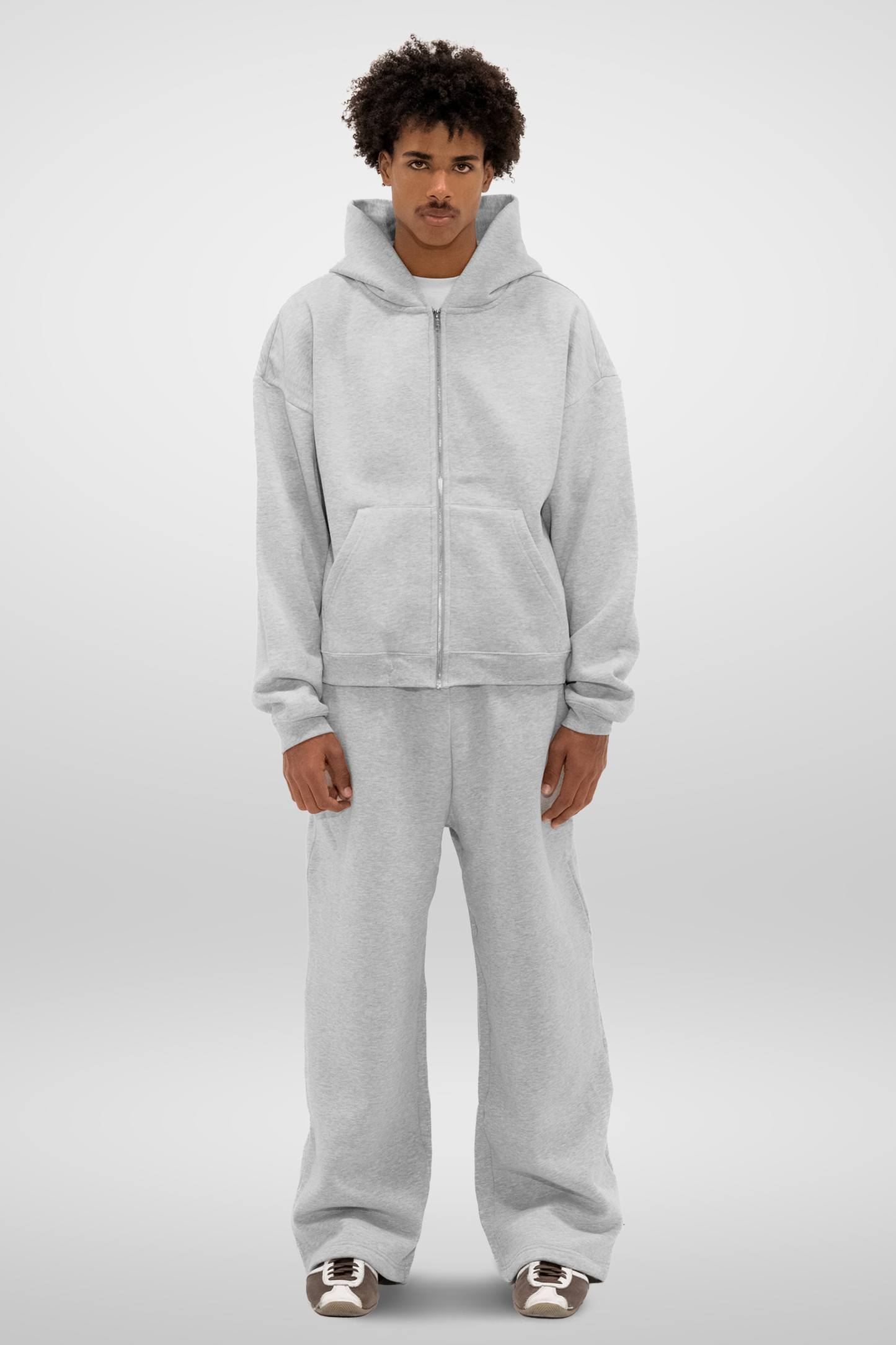 350 GSM 'Heather Grey' Zip-Up Hoodie
