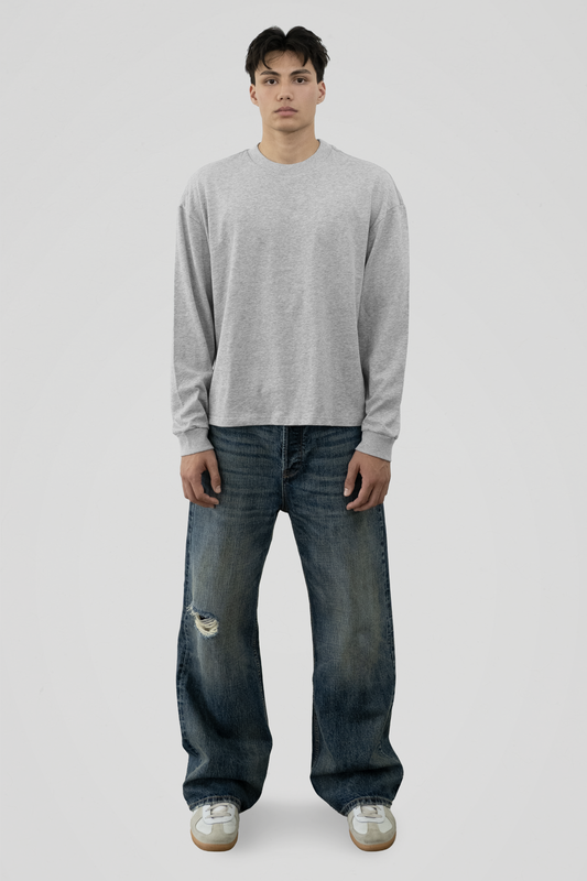 300 GSM 'Heather Grey' Long Sleeve Tee