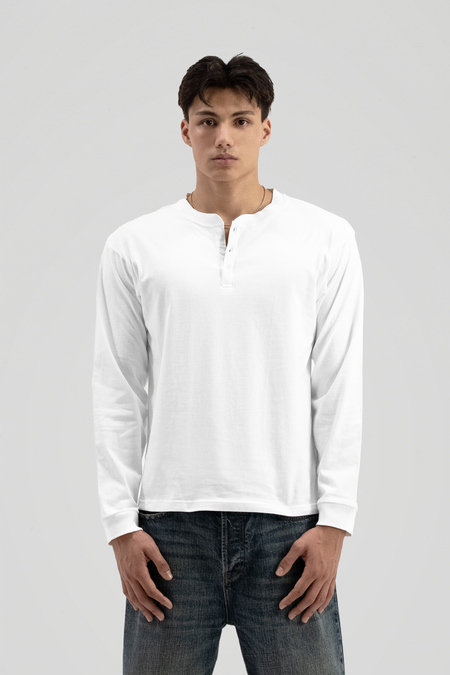 'White' Henley Long Sleeve Tee