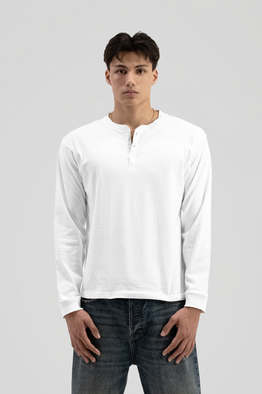 'White' Henley Long Sleeve Tee