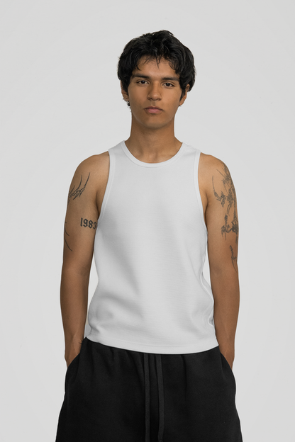'White' Waffle Knit Tank Top