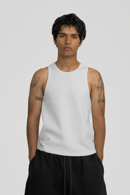 'White' Waffle Knit Tank Top