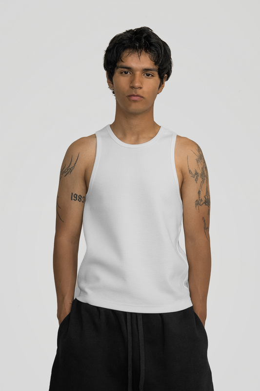 'White' Waffle Knit Tank Top