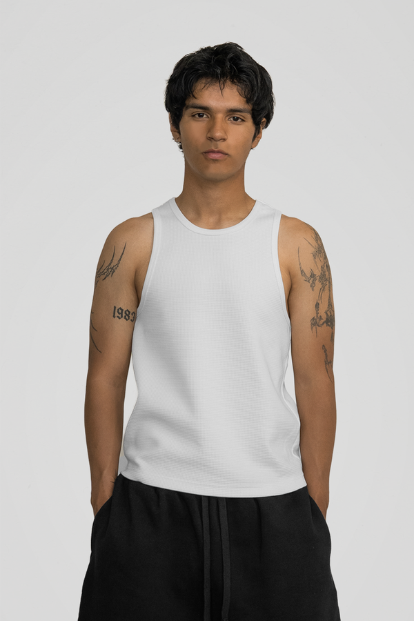 'White' Waffle Knit Tank Top